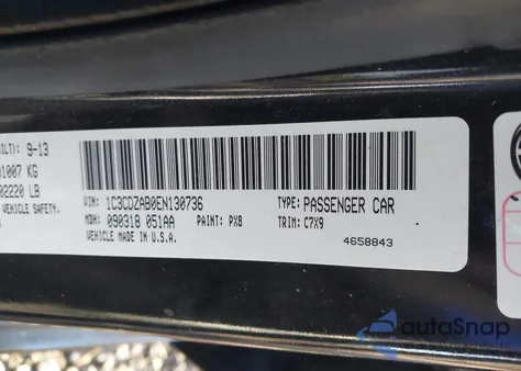 2014 Dodge Avenger Se из США, поврежденный, VIN 1C3CDZAB0EN130736